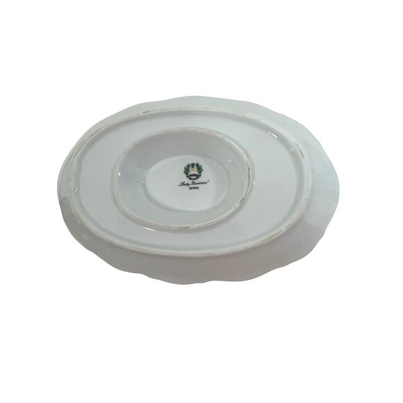 Lady Beatrice Gravy Boat Germany White Pink Roses Daisies Gold Trim Porcelain - Picture 7 of 16